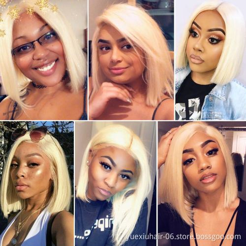 Virgin  straight lace closure front bob wigs Virgin Hair 100% Remy cheap brazilian Human aligned hair vendor